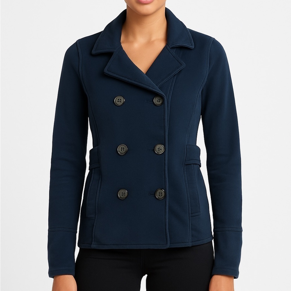 James Perse cotton peacoat jacket double breasted essential navy size 2